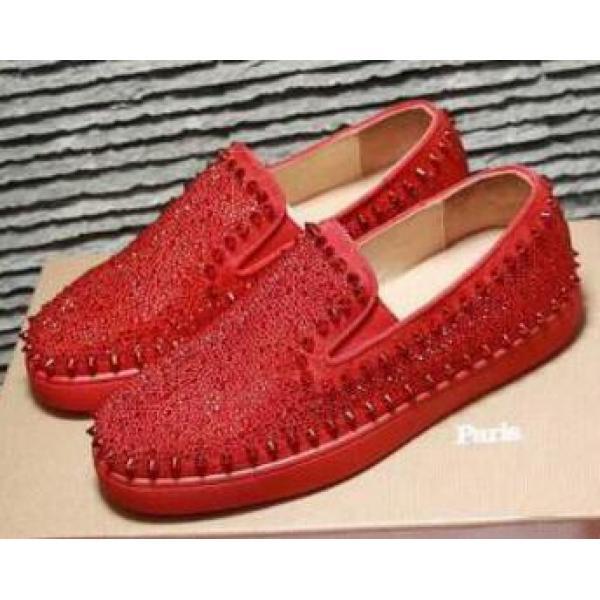 ファッションなクリスチャンルブタンピックボートスパイクスフラットスリッポンスニーカー LOUIS PIK BOAT