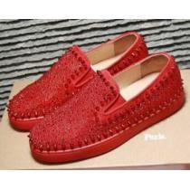 ファッションなクリスチャンルブタンピックボートスパイクスフラットスリッポンスニーカー LOUIS PIK BOAT