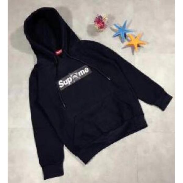 シンプルなシュプリームパーカーコピーSUPREME プルオーバースウェットパーカーブラック