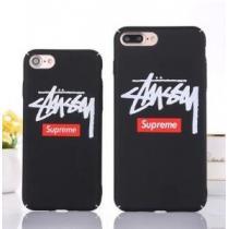 SUPREME STUSSYコラボ アイフォンケースカバー IPHONE 7Plusケース 携帯カバー　ボックスロゴブラック.436.