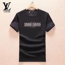 触り心地ちいいルイヴィトンメンズ服プリントＴシャツLOUIS VUITTONクールネックTシャツ半袖ダミエ大きいロゴ