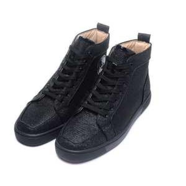最高級品質のクリスチャンルブタン偽物CHRISTIAN LOUBOUTINスニーカーハイカットブラックメンズシューズ人気ファッション靴
