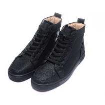 最高級品質のクリスチャンルブタン偽物CHRISTIAN LOUBOUTINスニーカーハイカットブラックメンズシューズ人気ファッション靴