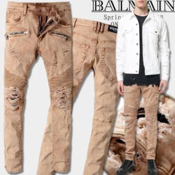 大人キレイめ バルマンBALMAIN ジーンズバックポケット付2026新品入荷ネット