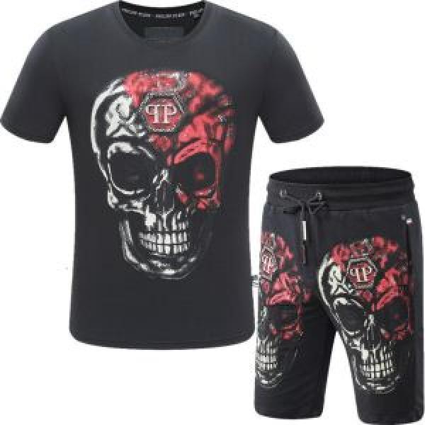 話題の新作到着半袖セットアップ  PHILIPP PLEIN 2色可選 2026夏の定番新品到来!フィリッププレイン