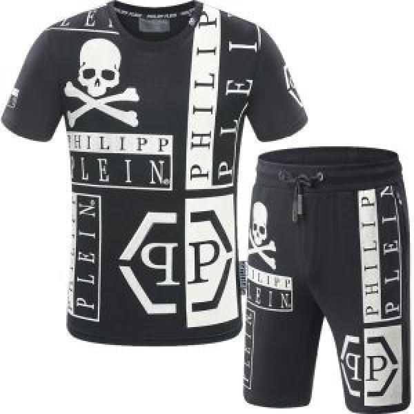 ファッション度アップSALE品追加 PHILIPP PLEIN 半袖セットアップ 2色可選2025新品入荷