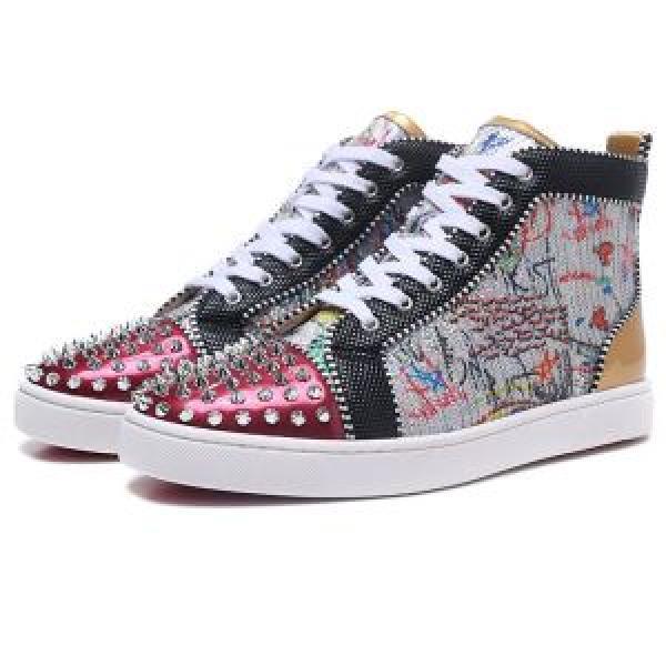超限定即完売Christian Louboutinルブタンコピースパイク付きメンズハイカットシューズスニーカー靴