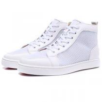 通気性が抜群ルブタンスニーカーコピーブランドChristian Louboutinハイカットメンズシューズメシュホワイト本革
