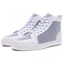 格安通販Christian Louboutinルブタン偽物メッシュハイカットメンズスニーカーコピー今年大流行ホワイト本革シューズ