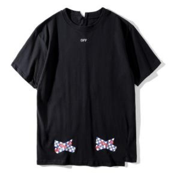 最終数量限り！半袖Tシャツ Off-White オフホワイト 2色可選縦には伸びにくい