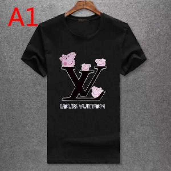 可愛いプリントルイヴィトンコピー使い勝手的にメンズ人気流行クルーネック半袖Ｔシャツ