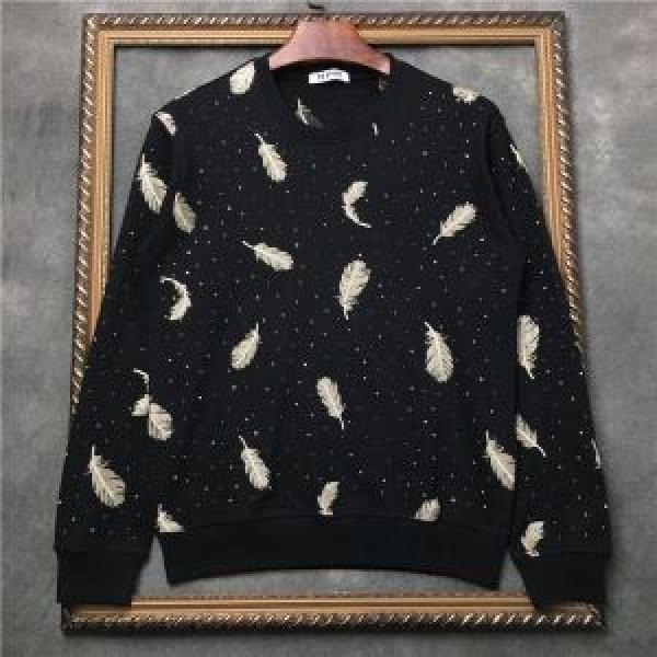 フェザー刺繍付きGIVENCHYジバンシーコピー男女兼用プルオーバーパーカーブラック、ホワイト