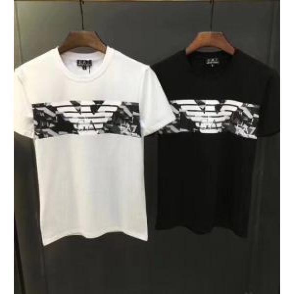 有名人同じアイテム 半袖Tシャツ 2色可選 大胆なデザイン アルマーニ ARMANI 数量限定再入荷