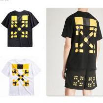 大胆なデザイン半袖Tシャツ Off-White オフホワイト 2色可選