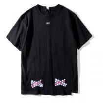最終数量限り！半袖Tシャツ Off-White オフホワイト 2色可選縦には伸びにくい