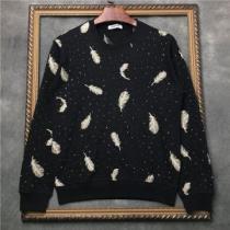 フェザー刺繍付きGIVENCHYジバンシーコピー男女兼用プルオーバーパーカーブラック、ホワイト