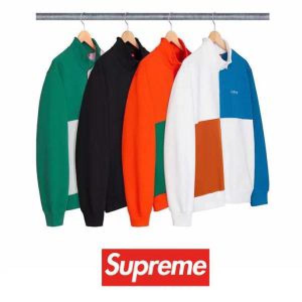 秋冬大活躍 シュプリーム SUPREME 18ss COLOR BLOCKED HALF ZIP SWEATSHIRT ハイネックパーカー 4色可選 個性的なモデル