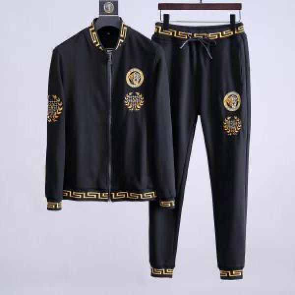 ミックス感が溢れる ヴェルサーチVERSACE 最近人気一番！ 上下セット 2色可選 良好品