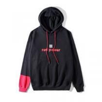 【18AW/早期完売】オフホワイト偽物Off-White超激得定番プリントメンズフード付きプルオーバーパーカーブラック、ホワイト