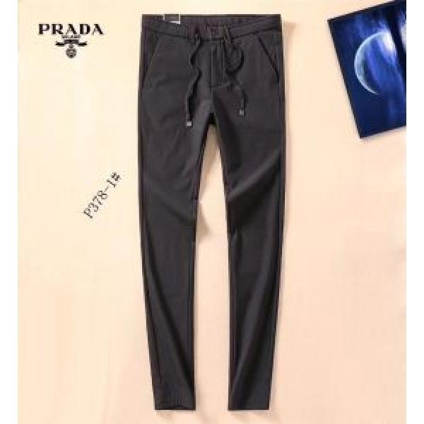 プラダ パンツ コピーPRADAスキニーメンズボトムスカジュアルスラックススリムロングパンツ無地2色可選秋冬品質保証新品