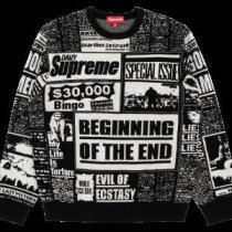 Supreme 18FW Newsprint Sweaterシュプリーム SUPREME プルオーバー 2色可選 圧倒的人気新着