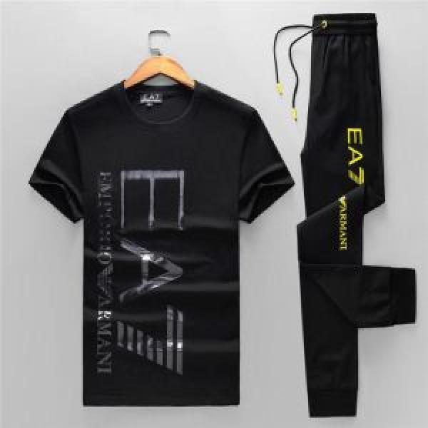 ARMANI正規品保証19春夏 2色可選新作限定めっちゃ綺麗色 アルマーニ 半袖 上下セット