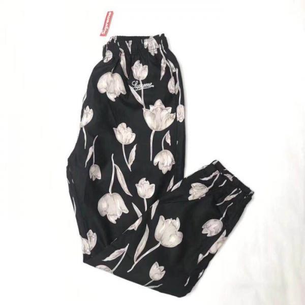 柔らかい印象に上質 Supreme  19SS Floral Silk Track Pant  3色可選 スエットパンツ上品な涼やかさある印象に