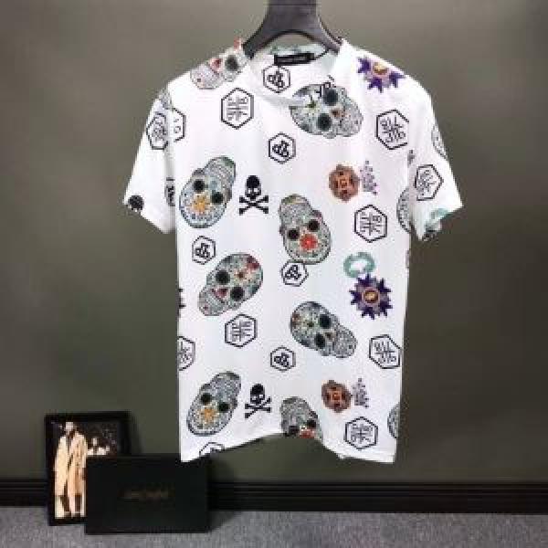 派手にはなりすぎず   PHILIPP PLEIN Tシャツ/半袖 元気な印象のコーデ  3色可選フィリッププレイン 2026SS