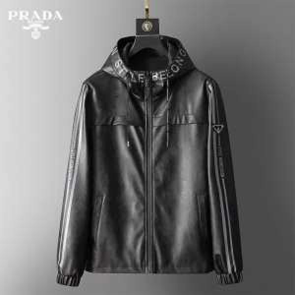 30代～40代におすすめプラダ 黒 ジャケット レザー製品Prada 服 コピー 秋冬コレクションエレガント高級防寒用オシャレコーデ
