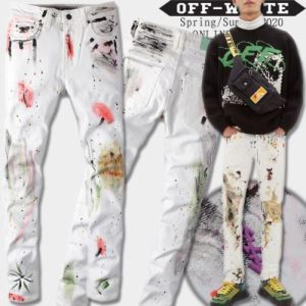 Off-White 春夏コレクション新品 オフホワイト 普段見ないデザインばかり ジーンズ