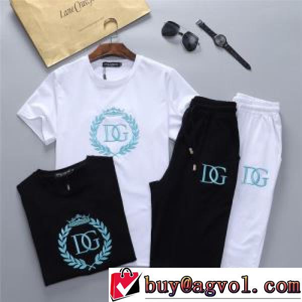 2026春夏 ドルチェ＆ガッバーナ Dolce&Gabbana 2色可選 首胸ロゴ D&Gスーパーコピー 代引 半袖Tシャツ 上下セット