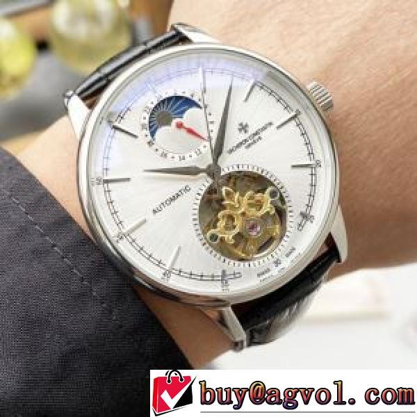機械式 VACHERON CONSTANTINスーパーコピー 激安 大人気☆NEW!! 2026春夏 メンズ 腕時計 4色可選 42*13mm 星辰月相显示 レザー セール中.184.