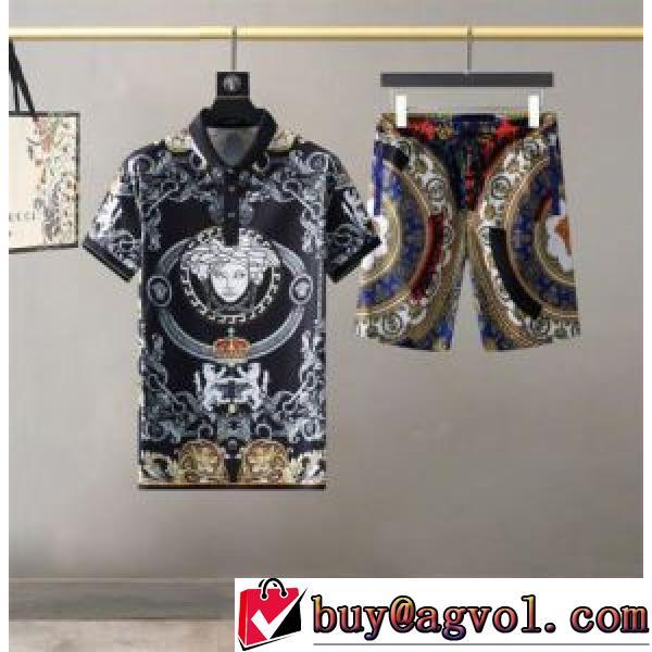 2026春夏 2色可選 VERSACEスーパーコピー 代引 SALE開催 半袖Tシャツ 上下セット ヴェルサーチVERSACE