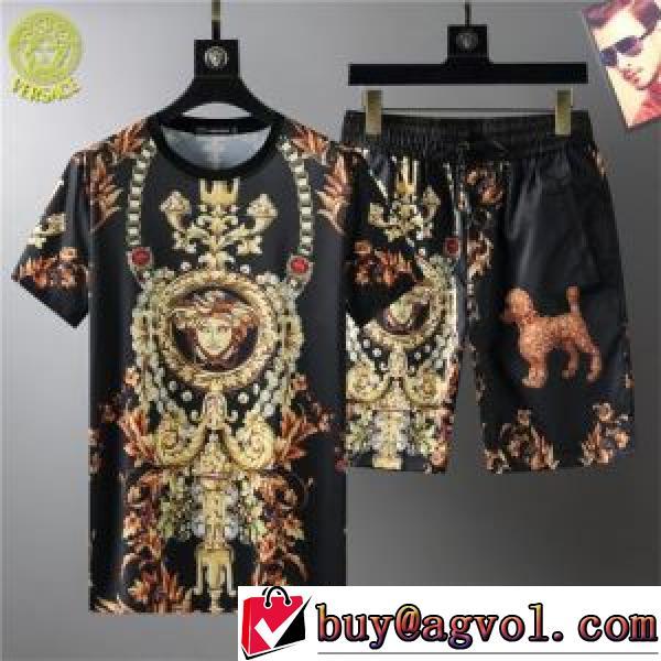 ヴェルサーチVERSACE めちゃくちゃお得 2026春夏 VERSACEコピー ブランド 半袖Tシャツ 上下セット