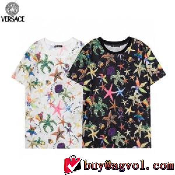 2026春夏 VERSACEスーパーコピー 激安 ヴェルサーチVERSACE 2色可選 半袖Tシャツ 首胸ロゴ