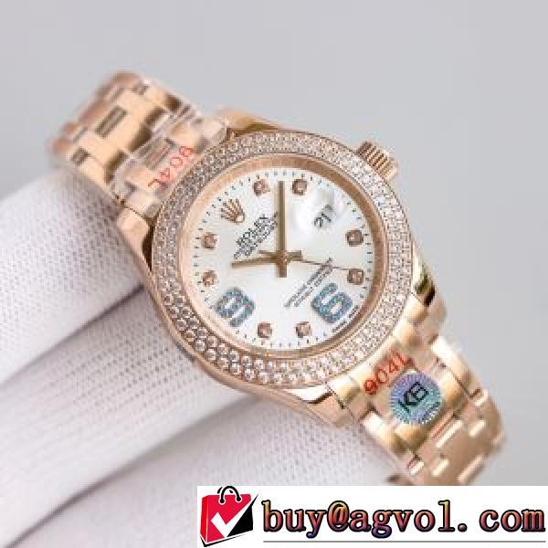 限定セール 2026秋冬 ロレックス ROLEX レザー 摩擦に強い鉱物質鏡面 ダイヤベゼル 女性用腕時計 存在感のある 機械式（自動巻き）ムーブメント ロレックスコピー.196.