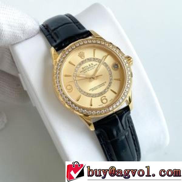 レザー ミネラル水晶ガラス 日付表示 セール中 2025秋冬 ロレックス ROLEX 女性用腕時計 6色可選 輸入機械式（自動巻き）ムーブメント ダイヤベゼル.196.