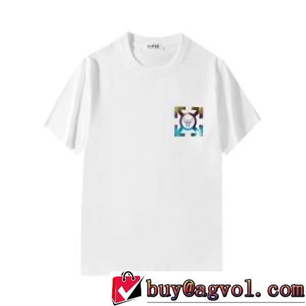 2026春夏 オフホワイトブランド コピー Off-Whiteの、ロゴ Tシャツ 2色可選 伸縮性ニット ラウンドネック ストレートヘム 背面にプリント 半袖