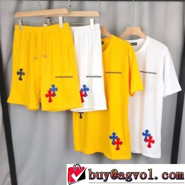 ファッション 人気 2026春夏 優しいフィット感 クロムハーツ CHROME HEARTS 半袖Tシャツ 上下セット 2色可選 クロムハーツブランドコピー