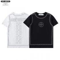 人気商品 2026春夏半袖Tシャツ オフホワイトバックにグラフィックプリント 胸元にロゴプリント クルーネック Off-White偽物ブランド