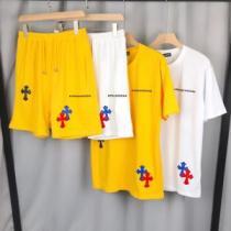 ファッション 人気 2026春夏 優しいフィット感 クロムハーツ CHROME HEARTS 半袖Tシャツ 上下セット 2色可選 クロムハーツブランドコピー