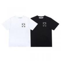 超目玉 2026春夏（オフホワイト）の、ロゴ Tシャツ伸縮性ニットラウンドネック背面にプリント半袖  Off-Whiteブランドスーパーコピー