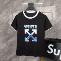 2026春夏 Off-Whiteブランドコピー オフホワイト半袖Tシャツ 胸元にロゴプリントラウンドネックドロップショルダーショートスリーブ 大好評