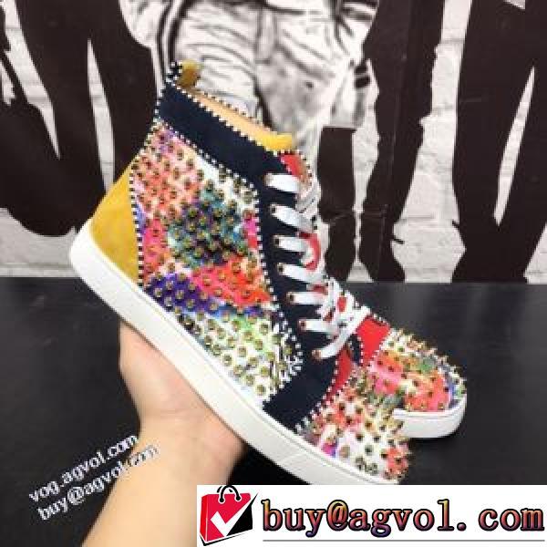 2026秋冬 クリスチャンルブタン Christian Louboutin スタッズ ハイトップシューズ 高品質 人気 クリスチャンルブタンブランド コピー ハイカット 高機能防滑ソール チロリアンテープ 