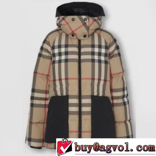 バーバリーコピー 豊富なサイズ 2026秋冬 バーバリー BURBERRY チェック柄 満足できるコート ライトダウンジャケット 防風性に優れ  首周りもあったかい ポケットづき フード部分は取り外し可能