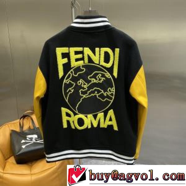 高級感漂わせる フェンディ偽物ブランド 2025秋冬 フェンディ FENDI 海外セレブ愛用 革ジャンパー 野球ウェア 鮮やかな配色 