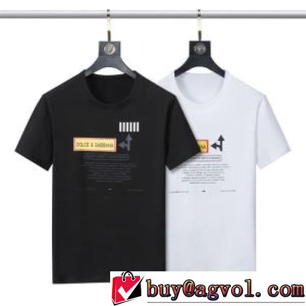 2色可選 高級感ある プリント レジャー 半袖Tシャツ ドルチェ ガッバーナコピー 2026新作 収縮性のある 綿/コットン 吸汗速乾 ドルチェ＆ガッバーナ Dolce&Gabbana