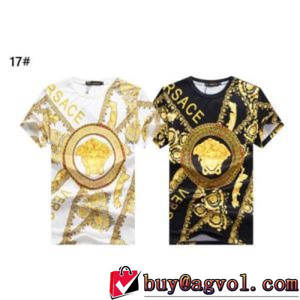 2色可選 カッコいい印象を付ける ヴェルサーチ偽物ブランド 今買い◎得 ヴェルサーチVERSACE 2026新作 Tシャツ 柔らかい手触り