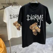 男女兼用 2026新作 ディオール ラウンドネック 半袖Tシャツ プリント DIOR ディオールコピー 快適な着心地 吸汗速乾 スタイリッシュな印象 2色可選 