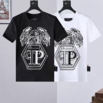 クールビズ 2026新作 フィリッププレインコピーブランド 吸汗性に優れ フィリッププレイン PHILIPP PLEIN しわになりにくい 海外セレブ愛用 Tシャツ 2色可選
